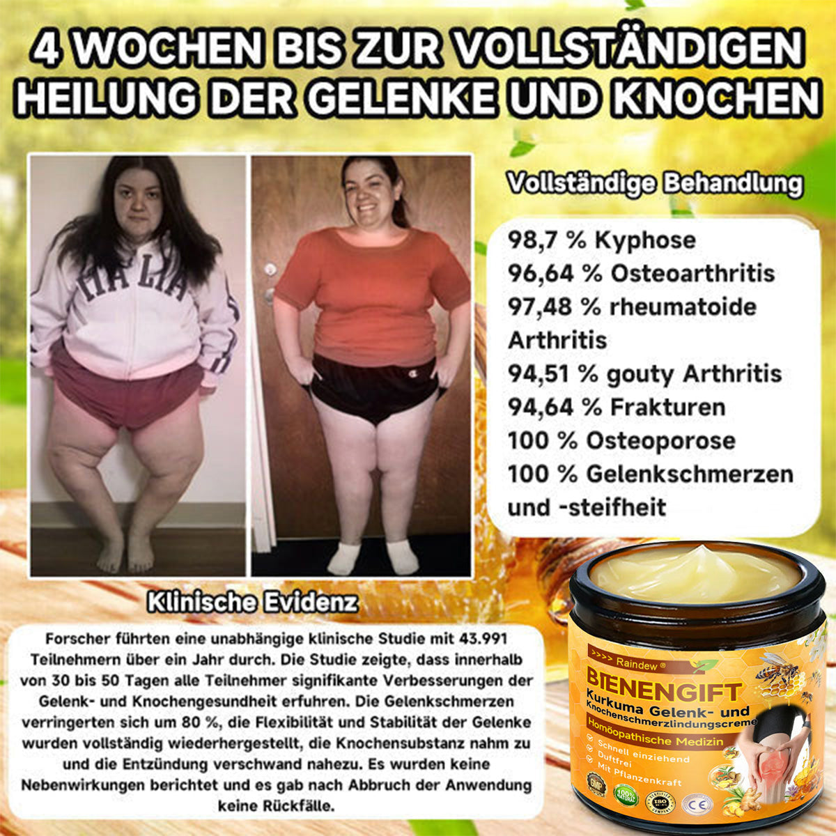 Offizieller Shop:Raindew Bienengift- und Kurkuma-Gelenk- und Knochenschmerzlinderungscreme