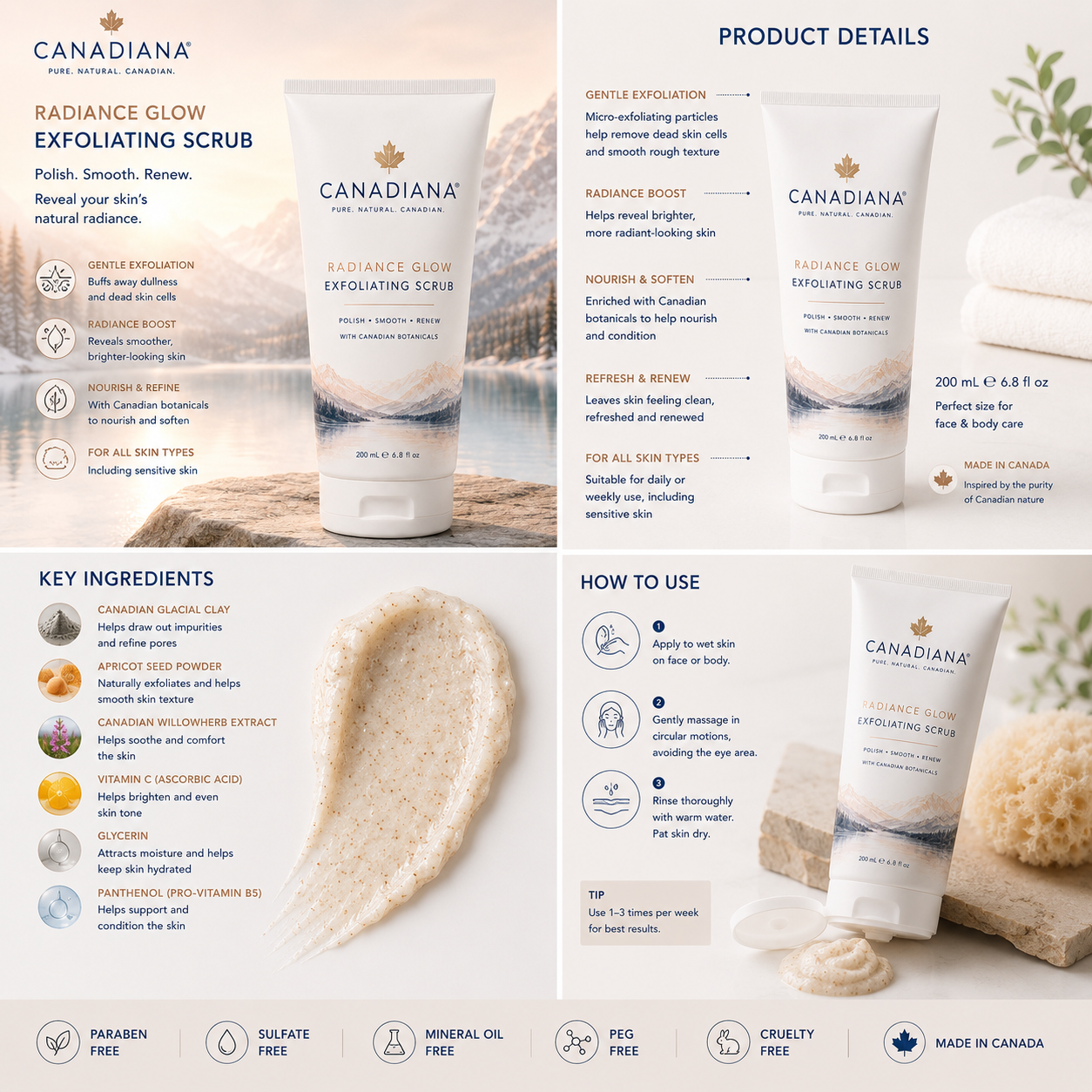 Canadiana® Radiance Glow Exfoliating Scrub
